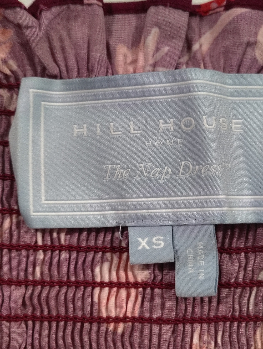 Hill House Home Ellie Nap Dress Burgundy Botanical Poplin Women's XS Preppy - Picture 7 of 9